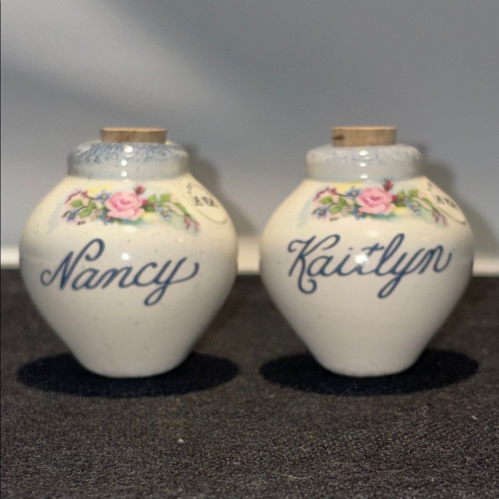 Floral Cream Ceramic Jars